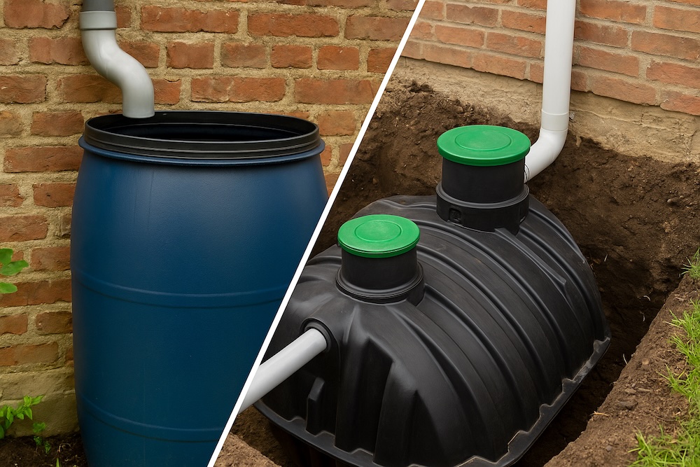 DIY-Regenwasser­systeme: Zisterne vs. Tonne