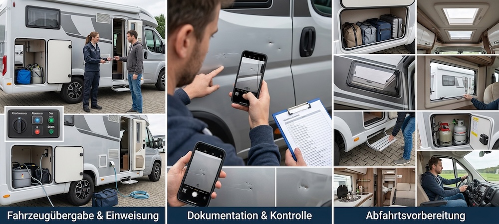 Fahrzeugübergabe und erste Fahrtvorbereitungen