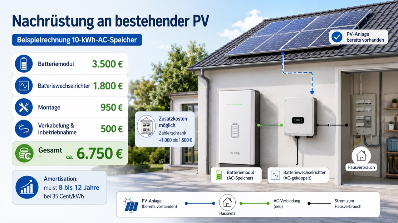 Nachrüstung an bestehender PV: Beispielrechnung