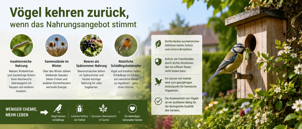 Vögel kehren zurück, wenn das Nahrungsangebot stimmt