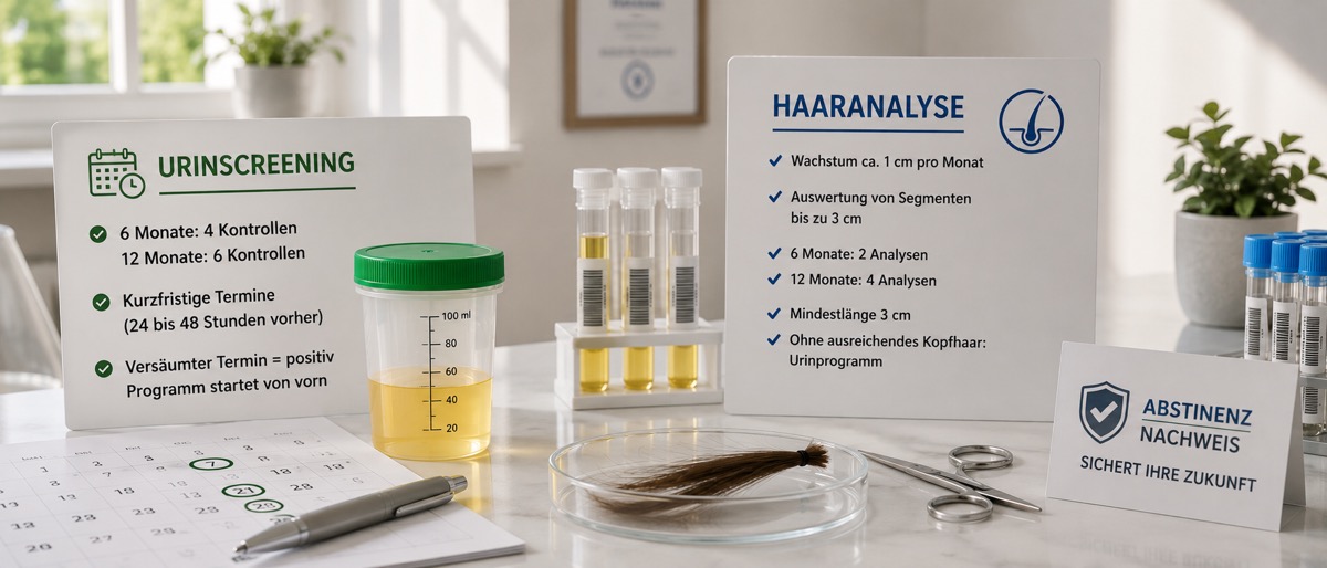 Abstinenznachweis über Urinscreening oder Haaranalyse