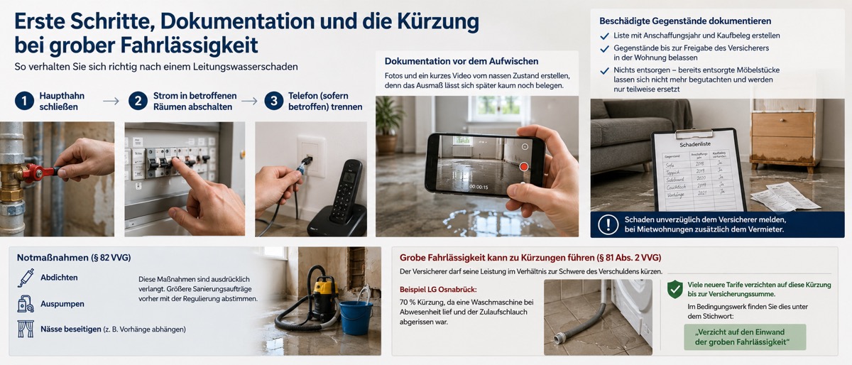 Erste Schritte, Dokumentation und die Kürzung bei grober Fahrlässigkeit