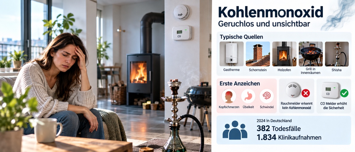 Kohlenmonoxid wirkt ohne Geruch und ohne Warnung