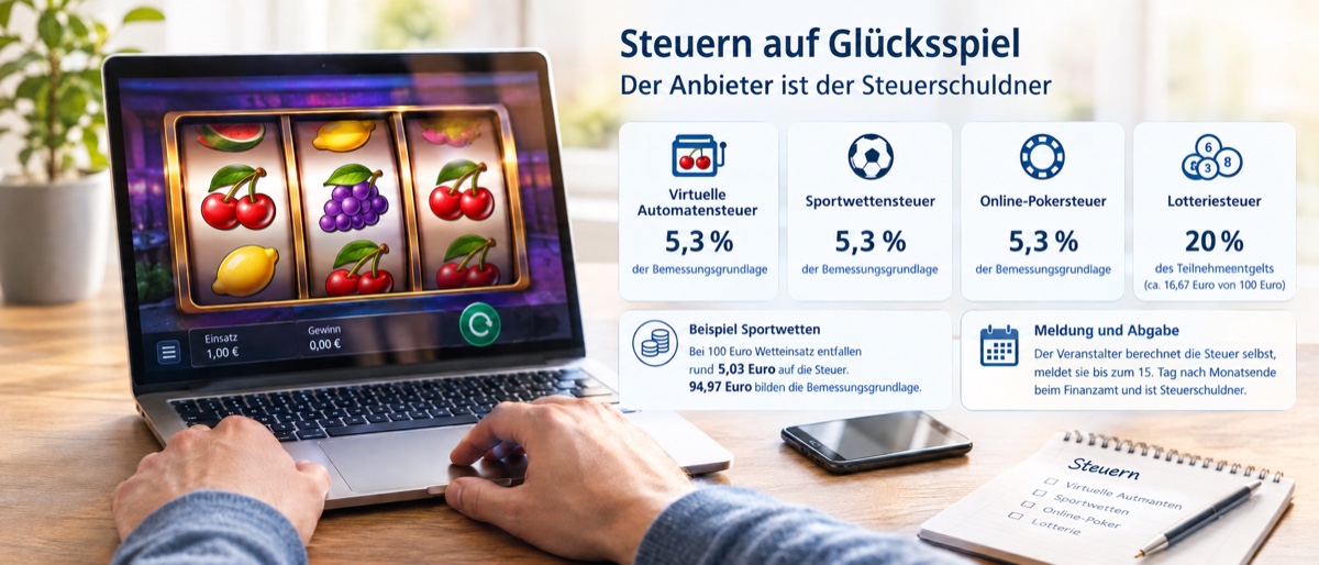 Virtuelle Automatensteuer und Sportwettensteuer treffen den Anbieter